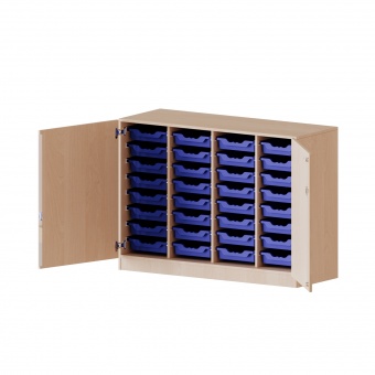 ErgoTray Schrank, 4reihig, zweiteilig, zweitürig, mit 32 flachen Boxen, B/H/T 138,7x100x50cm 